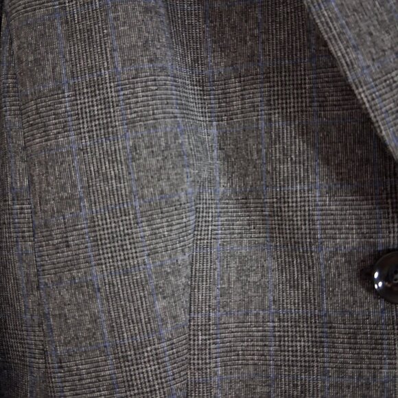 KASPER Houndstooth Blazer Zipper Pockets Size 12 Black Blue Office Classic - Picture 5 of 12